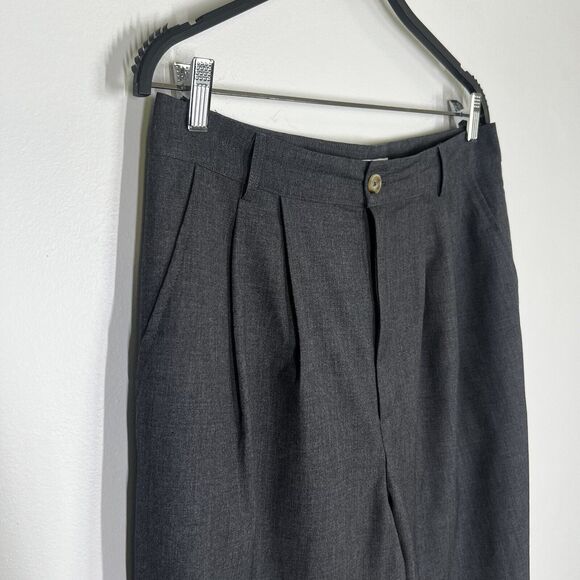 Reformation Sz 10 Mason Hi Rise Trousers Pleated Wide Leg Pants Charcoal Gray - Picture 11 of 11